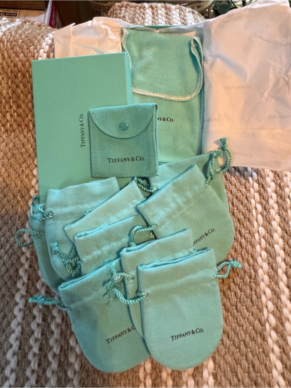Tiffany & Co. Tiffany Blue Velvet Jewelry Pouches Set